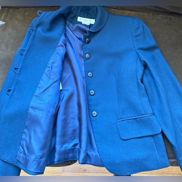 Jones New York Vintage Blue Round collar Button Down Wool BlazerJacket Sz 6P - Picture 7 of 14